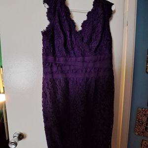 Tadashi Shoji Purple Lace Off the Shoulders Dress